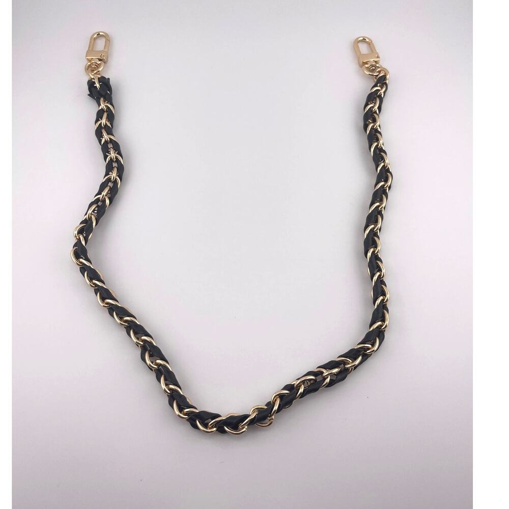 New Gold Tone Woven Black Purse Strap 23 inch Swivel Lobster‎ Clasp - Picture 6 of 6